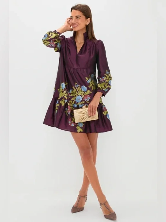 Tuckernuck Winetasting Dianthus Jacquard Palmerston Dress - Picture 3 of 6